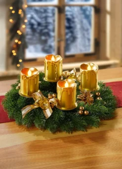 Adventskranz mit LED-Echtwachskerzen
