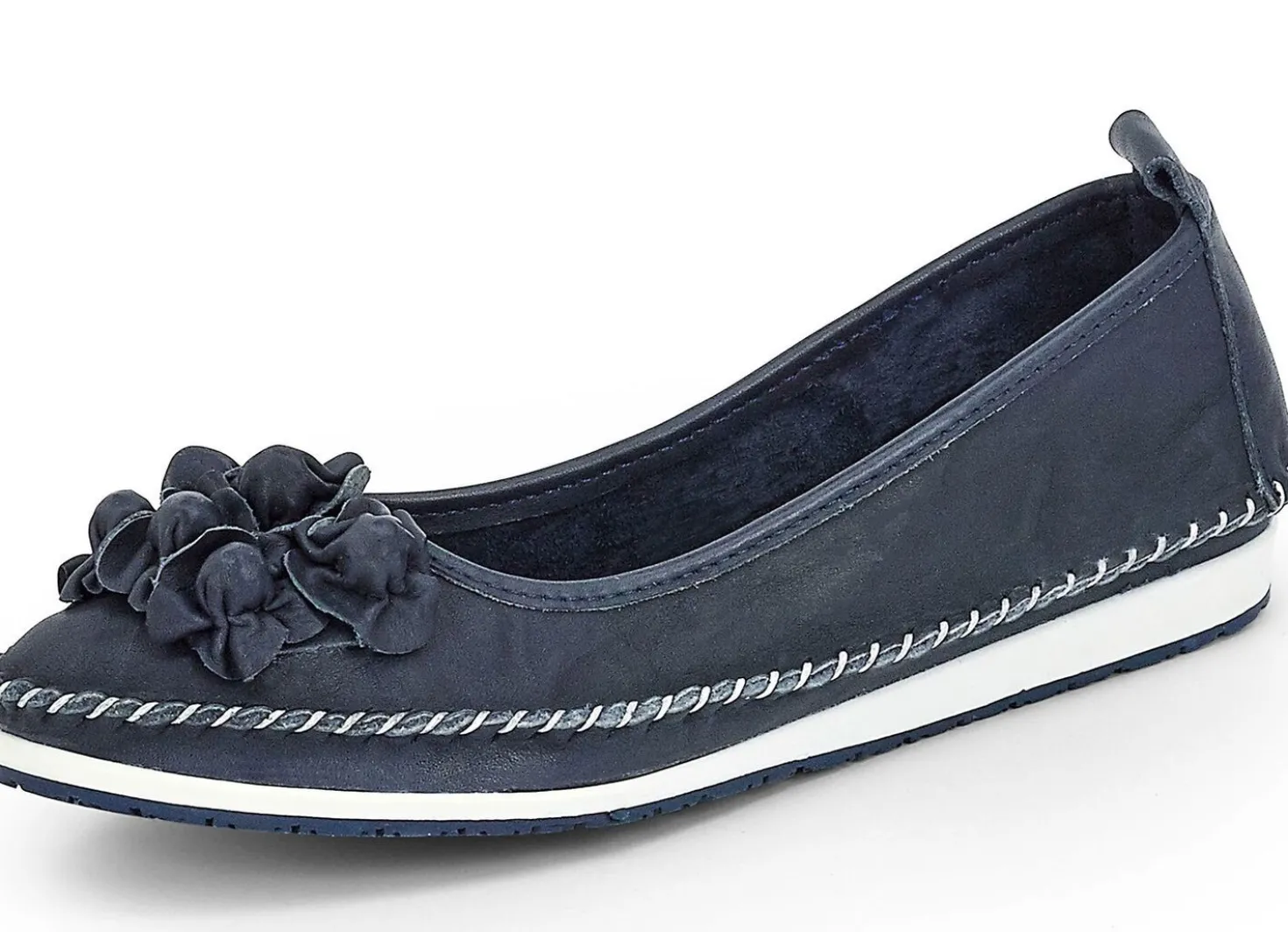 Andrea Conti Mokassin-Slipper mit frechen Lederblüten