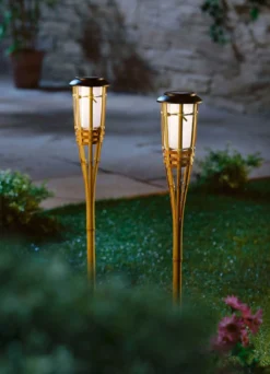 Bambus-Gartenfackel aus echtem Bambus, 2er-Set