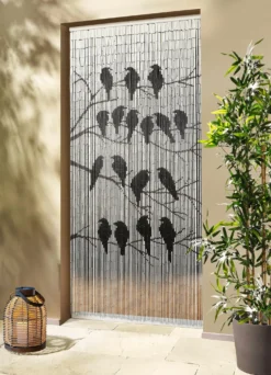Bambusvorhang mit Vogelmotiv