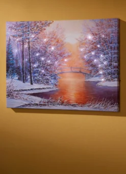 Batteriebetriebenes Leinwand-LED-Bild auf Holzrahmen