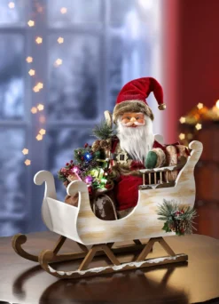 Beleuchteter Weihnachtsmann mit Schlitten