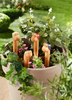 Bewässerungswürmer aus Terracotta, 4er-Set