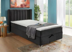 Boxspringbett mit Bettkasten und Topper