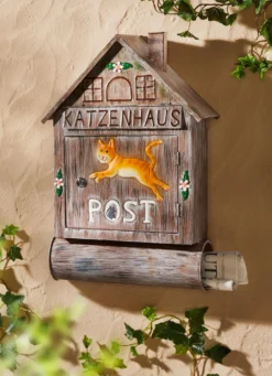 Briefkasten Katzenhaus aus Metall