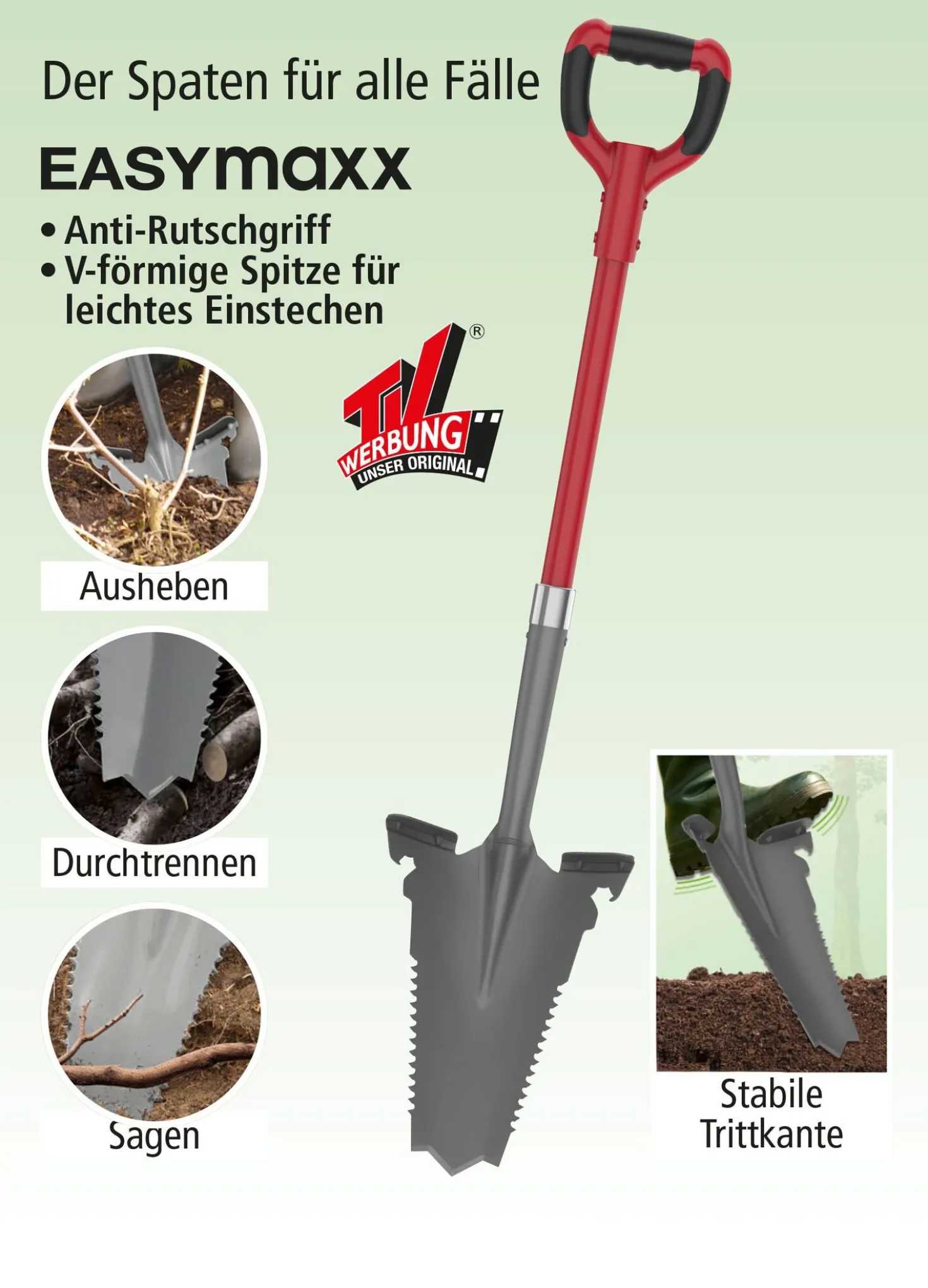 EASYmaxx Spaten mit Wurzelsäge