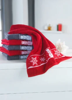 Flauschige Frottier-Serie mit Jacquard-Bordür