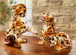 Handbemalte Leoparden aus Keramik