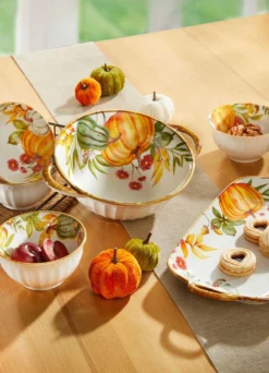 Herbstliches Porzellan-Set, 6-teilig
