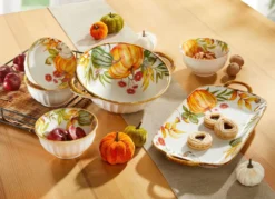 Herbstliches Porzellan-Set, 6-teilig