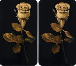 Herdabdeckplatten mit Goldene Rosen-Motiv, 2er-Set