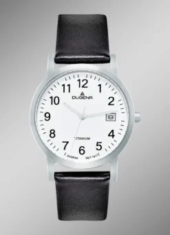 Herrenuhr mit Titangehäuse und Lederband