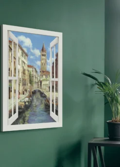 Hochwertiges Leinwandbild Venedig – mit weißem Fenster