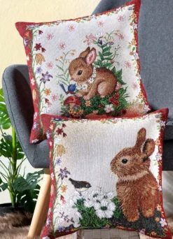 Kissenbezug mit Häschen-Motiv, 2er-Set