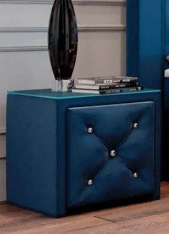 Nachttisch mit Schublade und Glasplatte