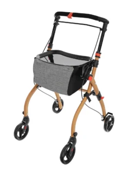 Rollator mit Einkaufstasche und Tablett