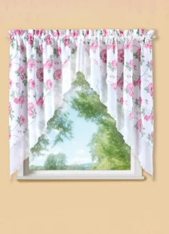 2-teiliger Fensterbehang mit Rosenmotiv