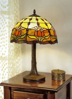 Tiffany-Leuchte, 1-flammig mit durchgefärbten Tiffany-Glasstückchen