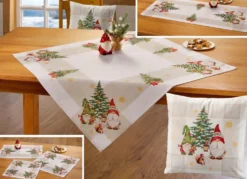 Tischdecke mit weihnachtlichem Wichteldessin