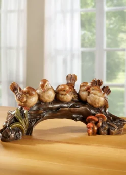 Vögel auf Ast, handbemalt