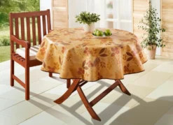 Wachstuch-Tischdecke mit Blätter-Motiv