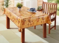 Wachstuch-Tischdecke mit Blätter-Motiv