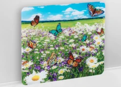 Wandblende aus Glas mit Sommerwiesen-Motiv