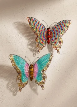 Wanddeko Schmetterling aus Metall, 2er Set