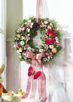Wandkranz mit Frühlingsblumen