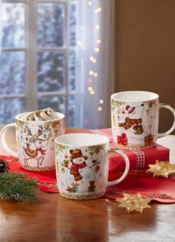 Weihnachtstassen, 4er-Set, mit Geschenkkartons