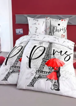 Wende-Bettwäsche-Garnitur aus Polycotton-Linon