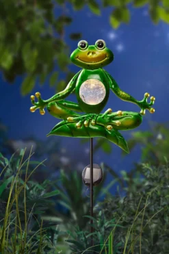 Yoga-Frosch auf Erdspieß