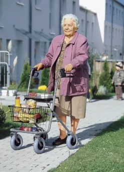Zusammenklappbarer Rollator mit Feststellbremse